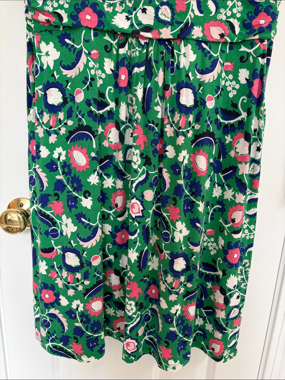 Boden of London Green, Pink and Royal Floral Print Easy-fit Short Sleeve Dress - Picture 4 of 12